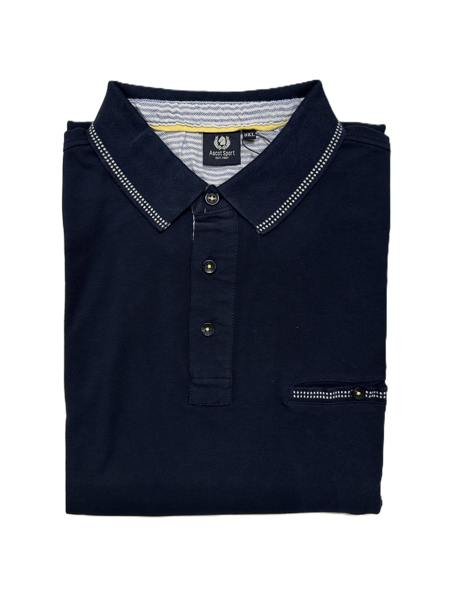 Polo Mezza Manica Taglie Forti in Piquet con Taschino Ascot 15188-564