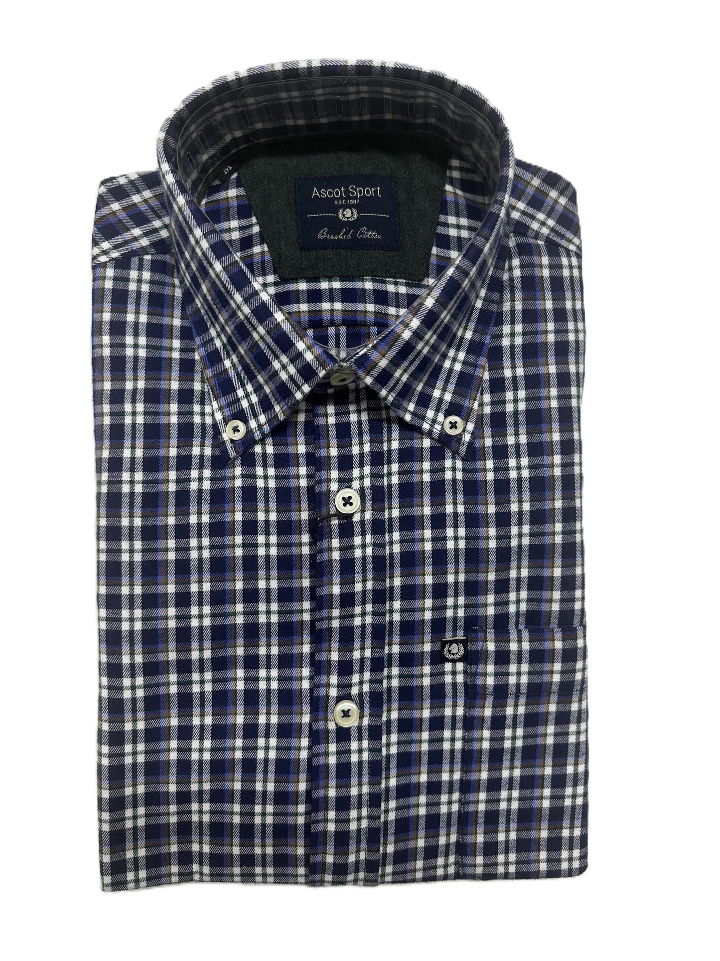 Camicia Manica Lunga Ascot Taglie Forti in Flanella 15284-509 Col12