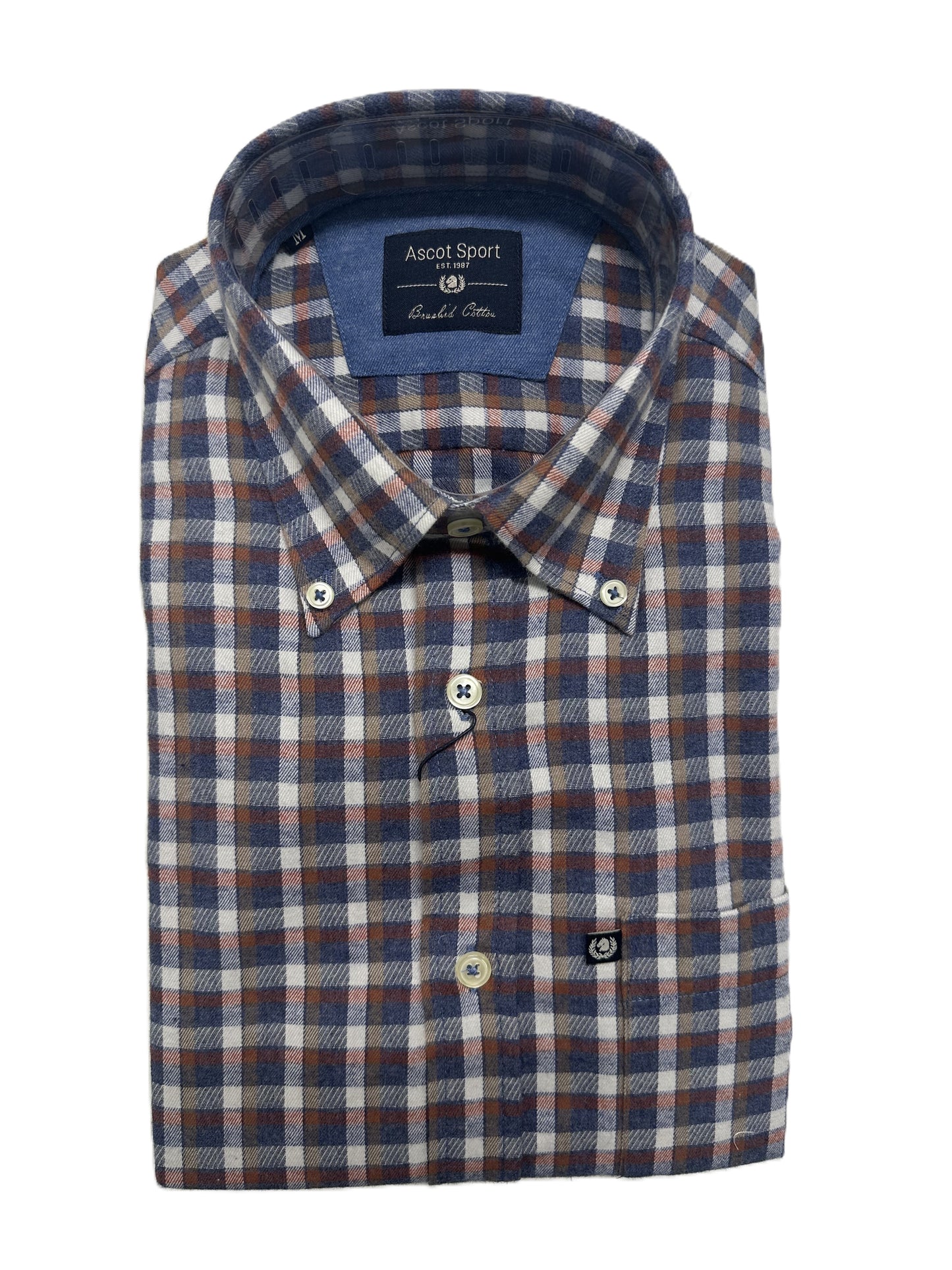 Camicia Manica Lunga Ascot Taglie Forti in Flanella 15284-509 Col15