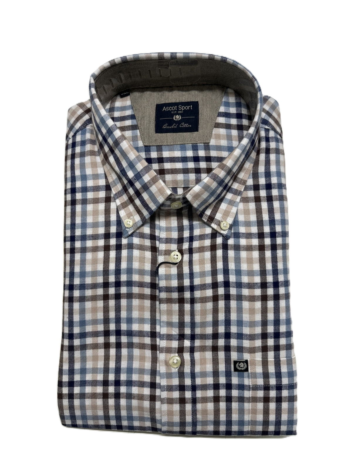 Camicia Manica Lunga Ascot Taglie Forti in Flanella 15484-509 Col01