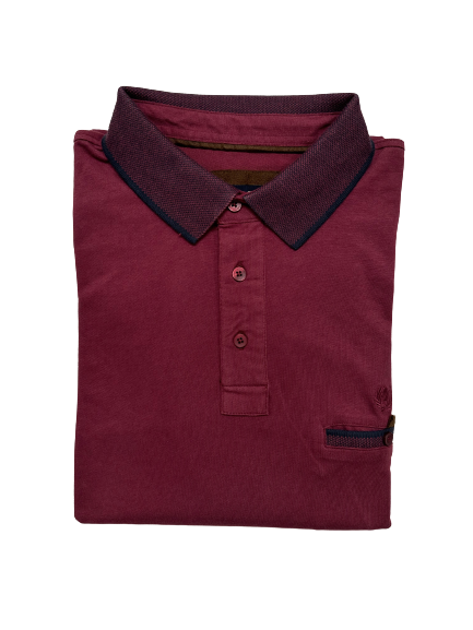 Polo Manica Lunga Caldo Cotone con Taschino Taglie Forti Ascot 15681-518 Vinaccia 42 - Blocco94