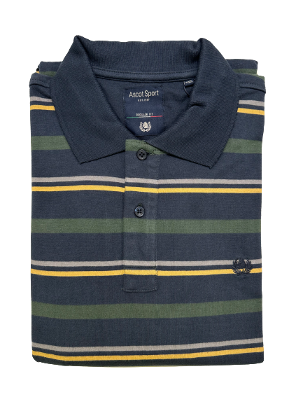 Polo Manica Lunga Caldo Cotone Taglie Forti Ascot 15693-552 Blu 05 - Blocco94