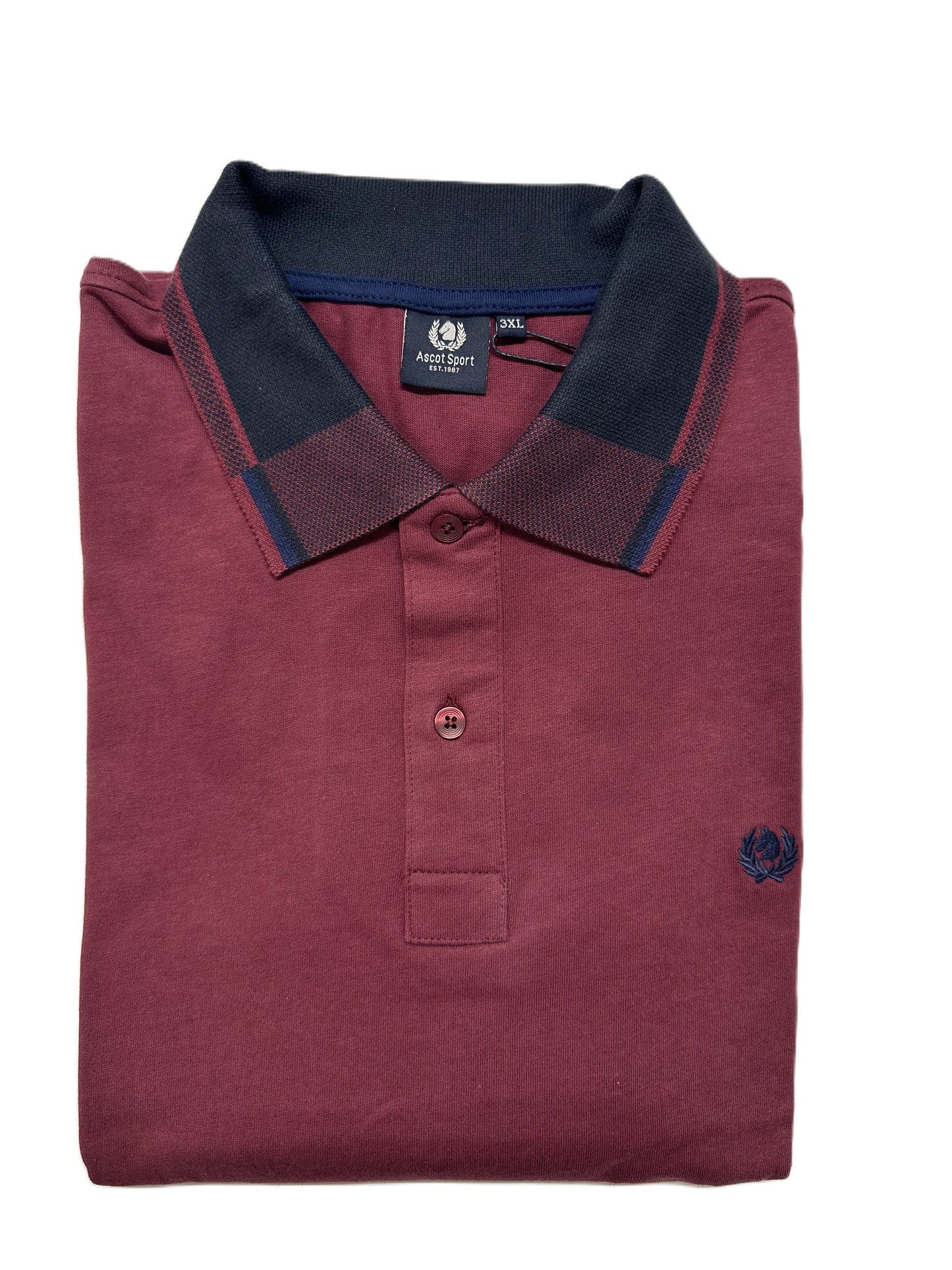 Polo Manica Lunga Caldo Cotone Taglie Forti Ascot 15881-519 Vinaccia 43