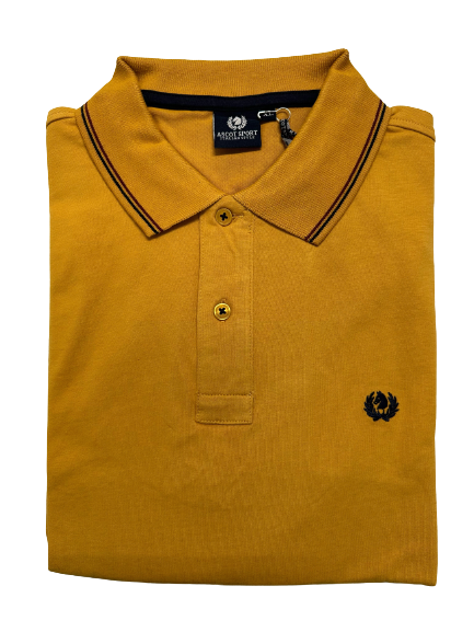 Polo Manica Lunga Caldo Cotone Taglie Forti Ascot 81-517 52 Senape
