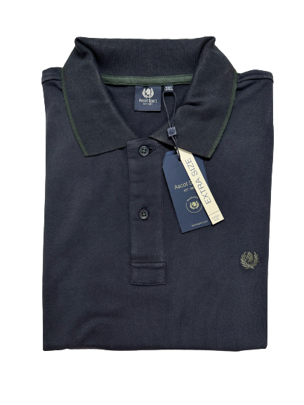 Polo Manica Lunga Caldo Cotone Taglie Forti Ascot 15681-517 Blu 61 - Blocco94