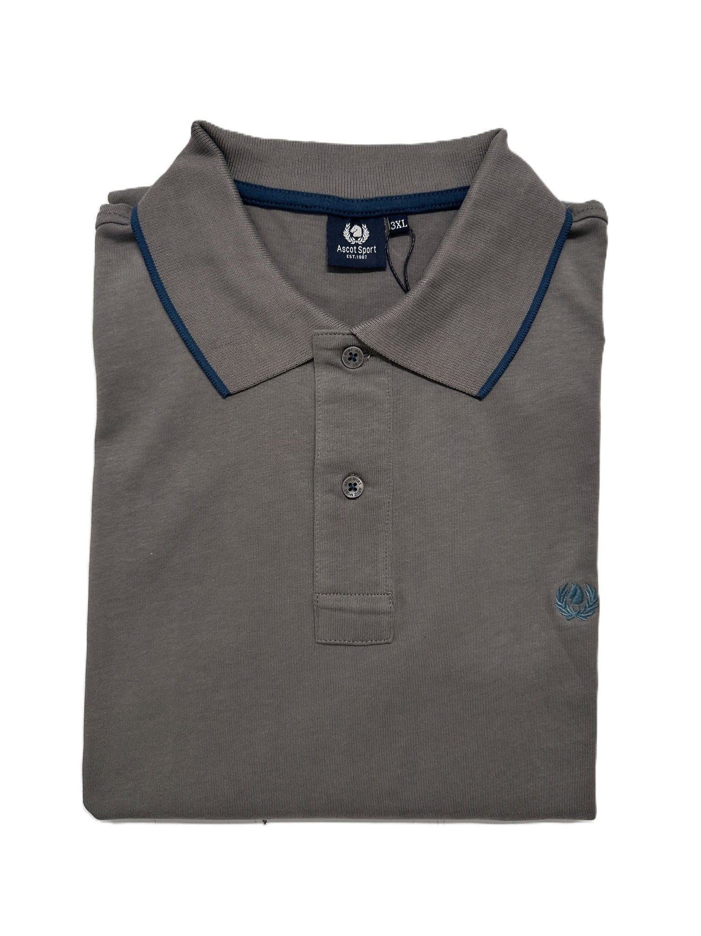 Polo Manica Lunga Caldo Cotone Taglie Forti Ascot 81-517 Fango 97