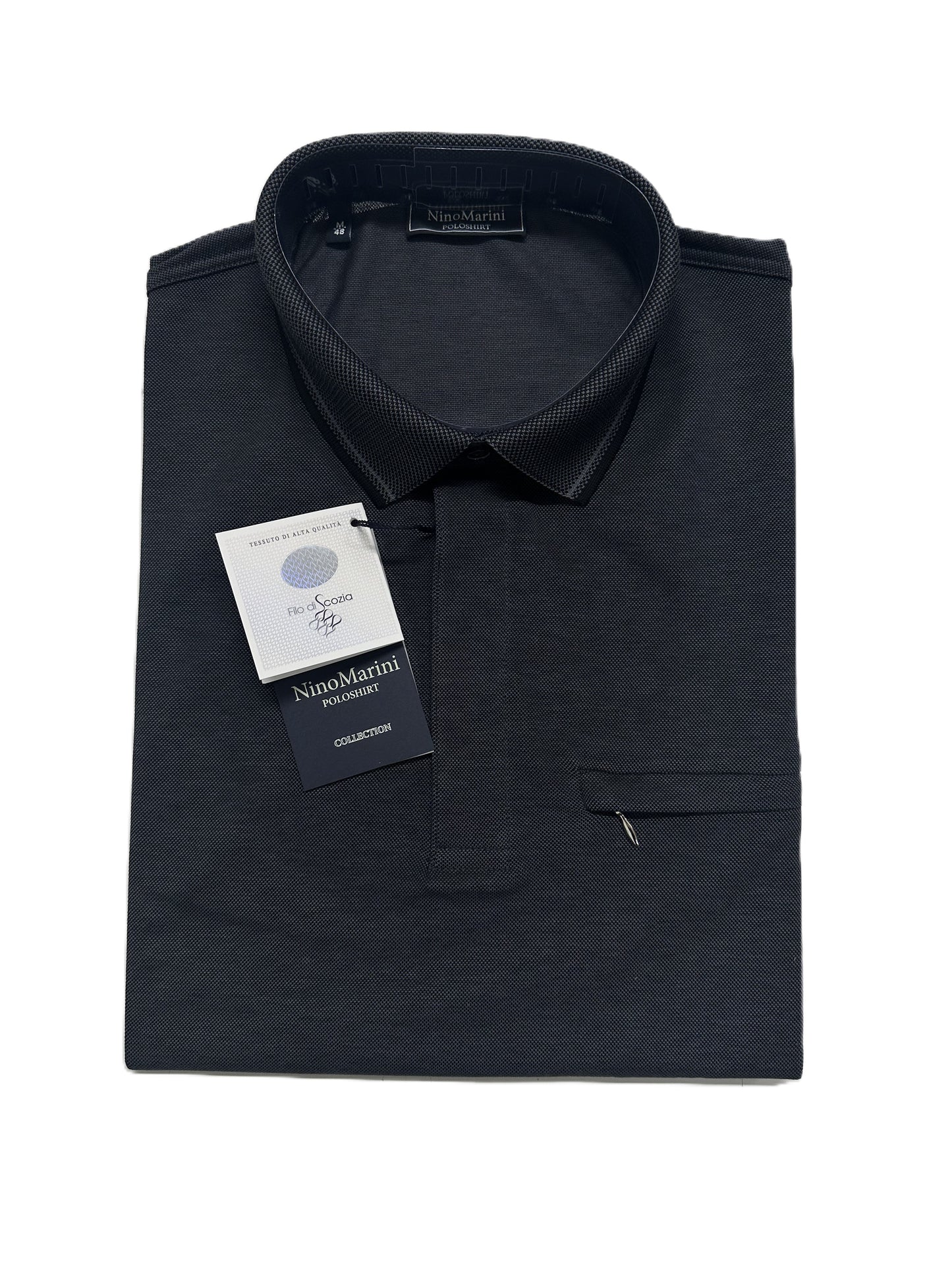 Polo Mezza Manica Nino Marini in Piquet di Filo di Scozia con Taschino XCNIN82430