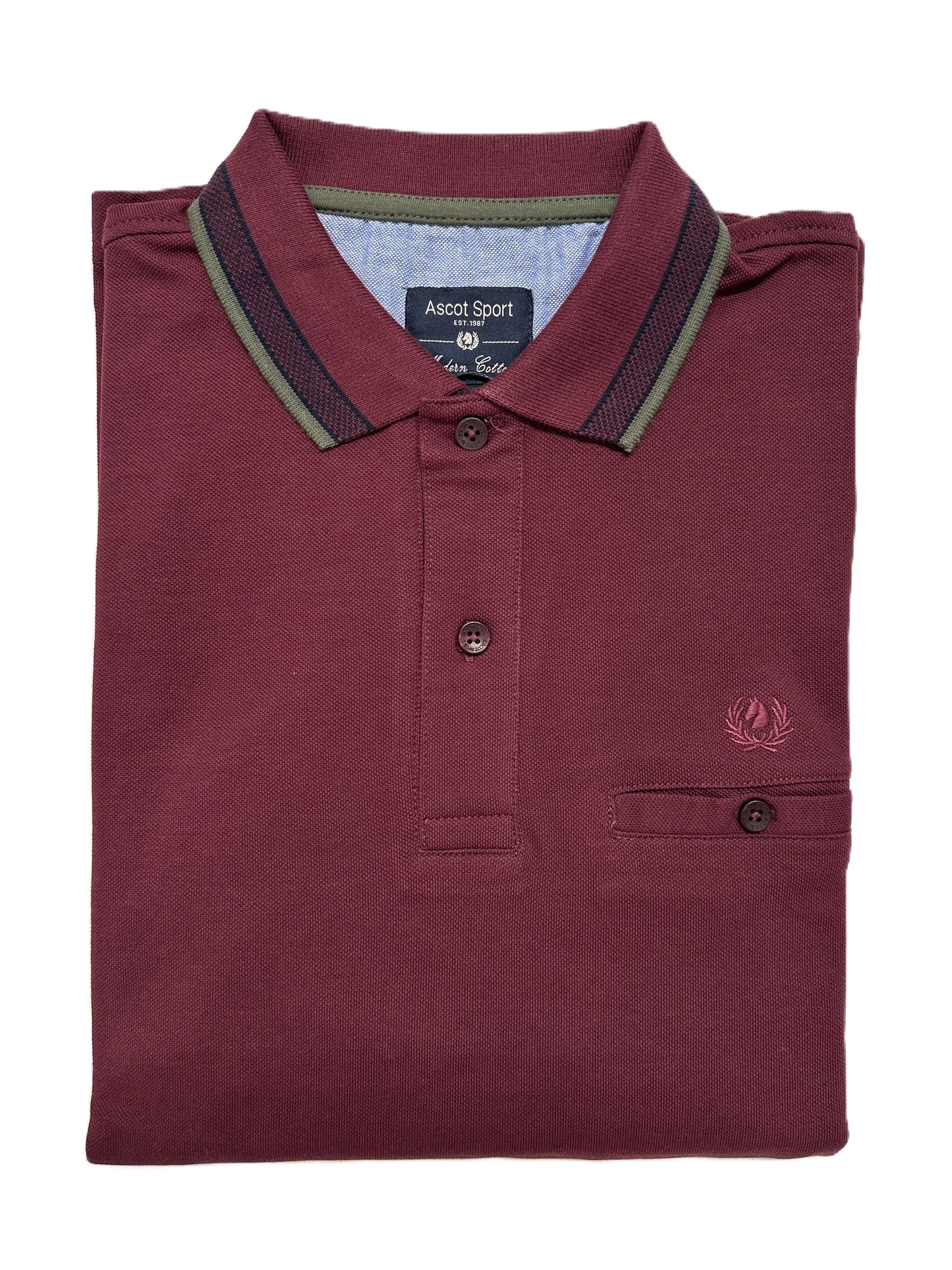 Polo Manica Lunga con Taschino in Caldo Piquet Ascot 87-303 Vinaccia 43
