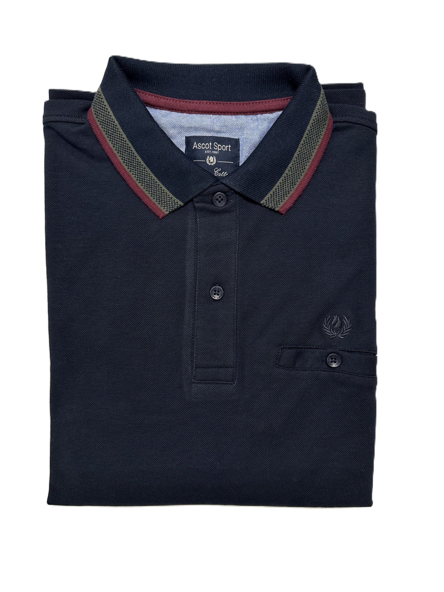Polo Manica Lunga con Taschino in Caldo Piquet Ascot 87-303 Blu 61