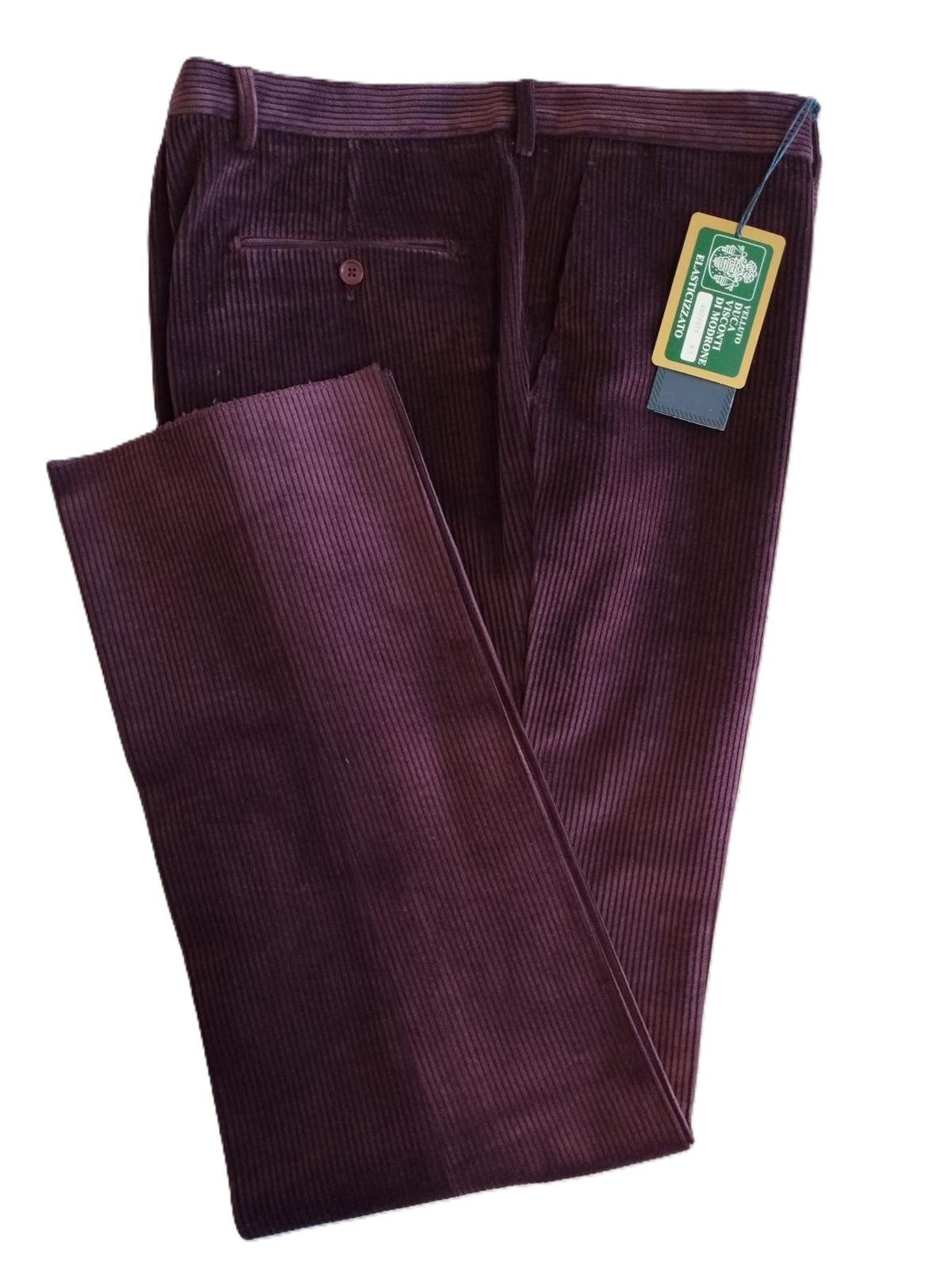 Pantalone Velluto Visconti di Modrone Taglie Forti Classico con Pence Bordeaux