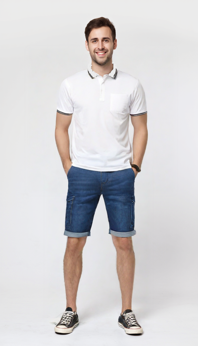 Polo Mezza Manica Nino Marini in Piquet di Filo di Scozia con Taschino XCNIN82431