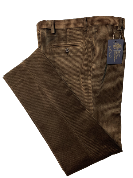 Pantalone Velluto Classico Senza Pence Duca Visconti di Modrone Marrone A e P Bianchi - Blocco94