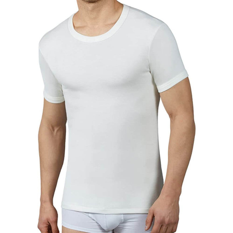 Pinuccio Venegoni T-Shirt Uomo Lana/Cotone Taglie Forti Bianco Lana confezione da 3 pezzi