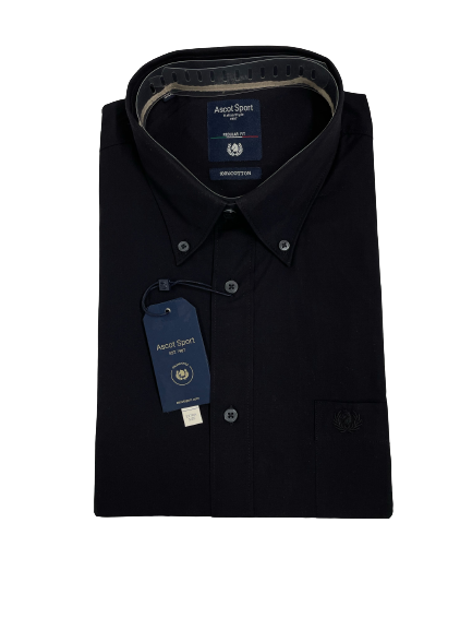 Camicia Manica Lunga Ascot Taglie Forti 15552-512 Nero Col14 - Blocco94