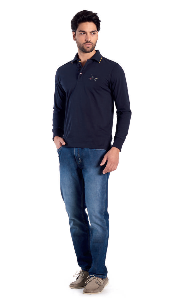 Polo Be Board Manica Lunga 21M9201C Taglie Forti Blu - Blocco94