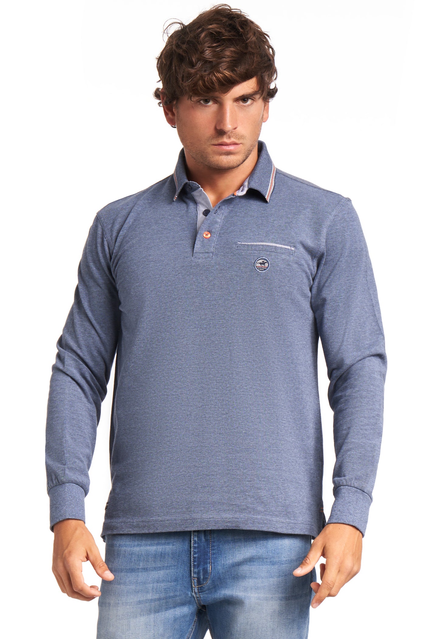 Polo Manica Lunga con Taschino 31M9205 Be board Blu Oxford - Blocco94