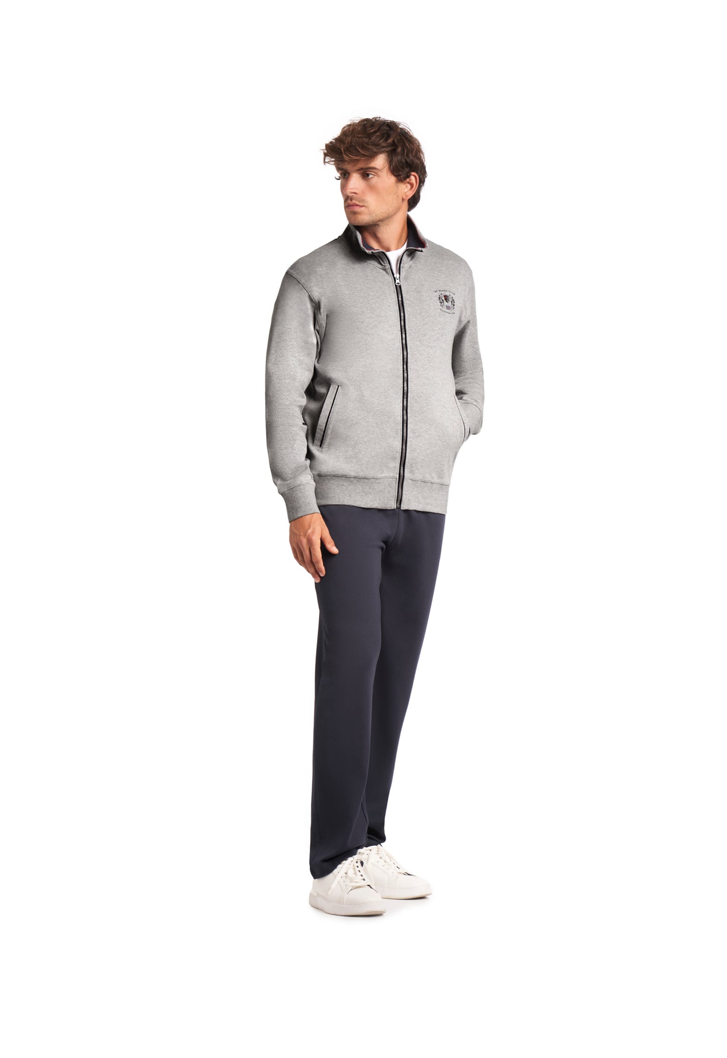 Tuta in Felpa Leggera 31T9482C Be Board Taglie Forti Giacca Grigio Melange Pantalone Blu - Blocco94