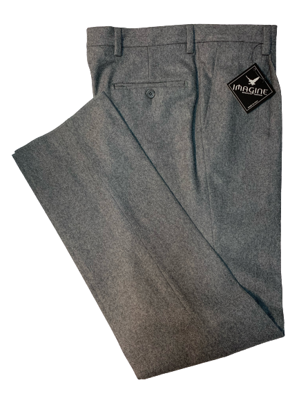 Pantalone Pura Lana Taglie Forti Classico con Pence Grigio Medio Imagine - Blocco94