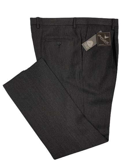 Pantalone Pura Lana Taglie Forti Classico con Pence Grigio Scuro Imagine - Blocco94