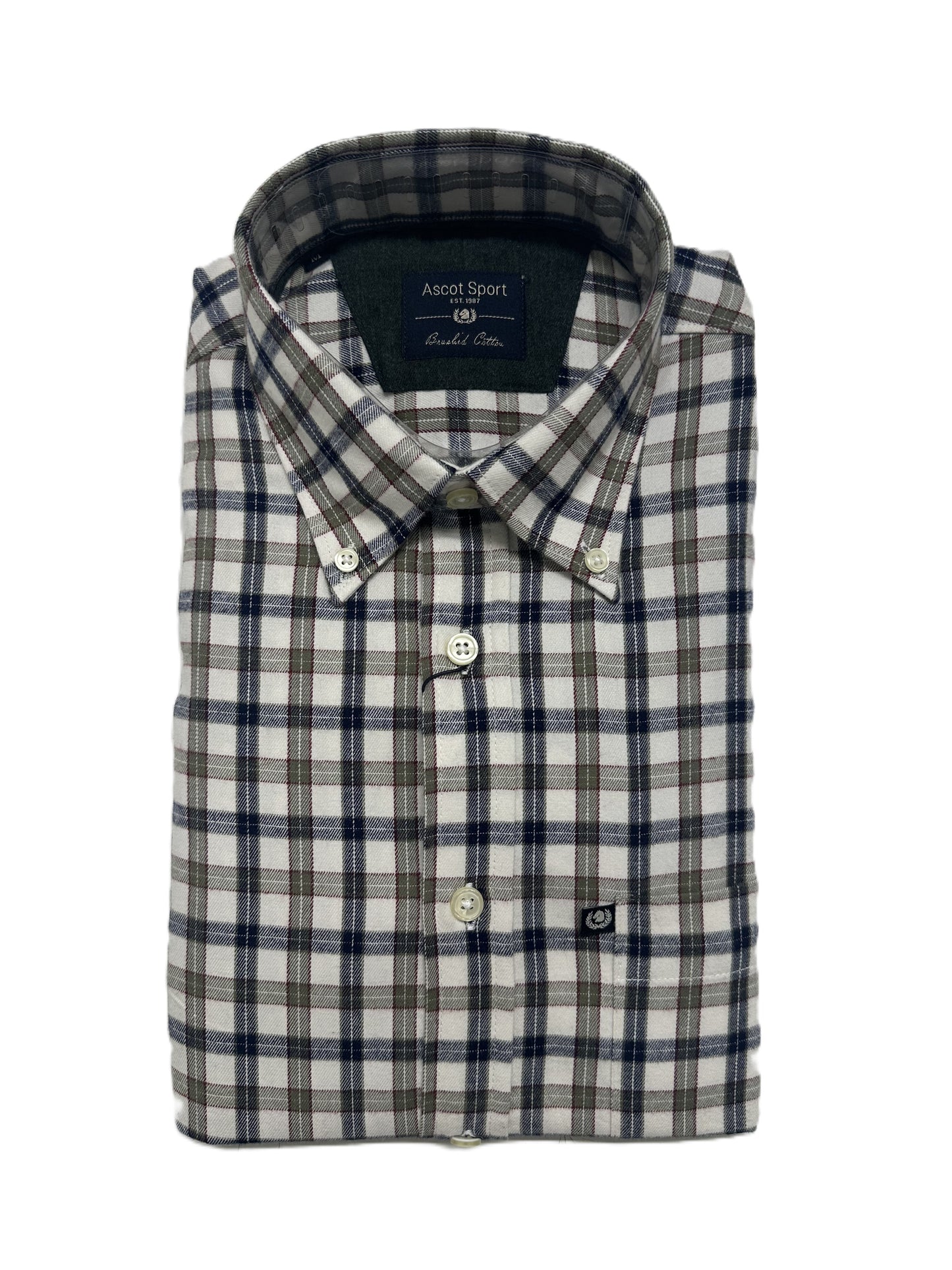 Camicia Manica Lunga Ascot Taglie Forti in Flanella 15284-509 Col07