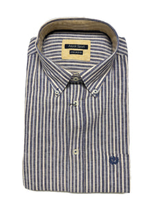 Camicia Manica Lunga in Misto Lino Ascot Taglie Forti 15564-512S col38
