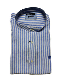 Camicia Manica Lunga Collo Coreana in Misto Lino Ascot Taglie Forti 15564-518S Col 05