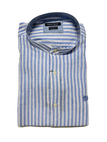 Camicia Manica Lunga Collo Coreana in Misto Lino Ascot Taglie Forti 15564-518S Col 06