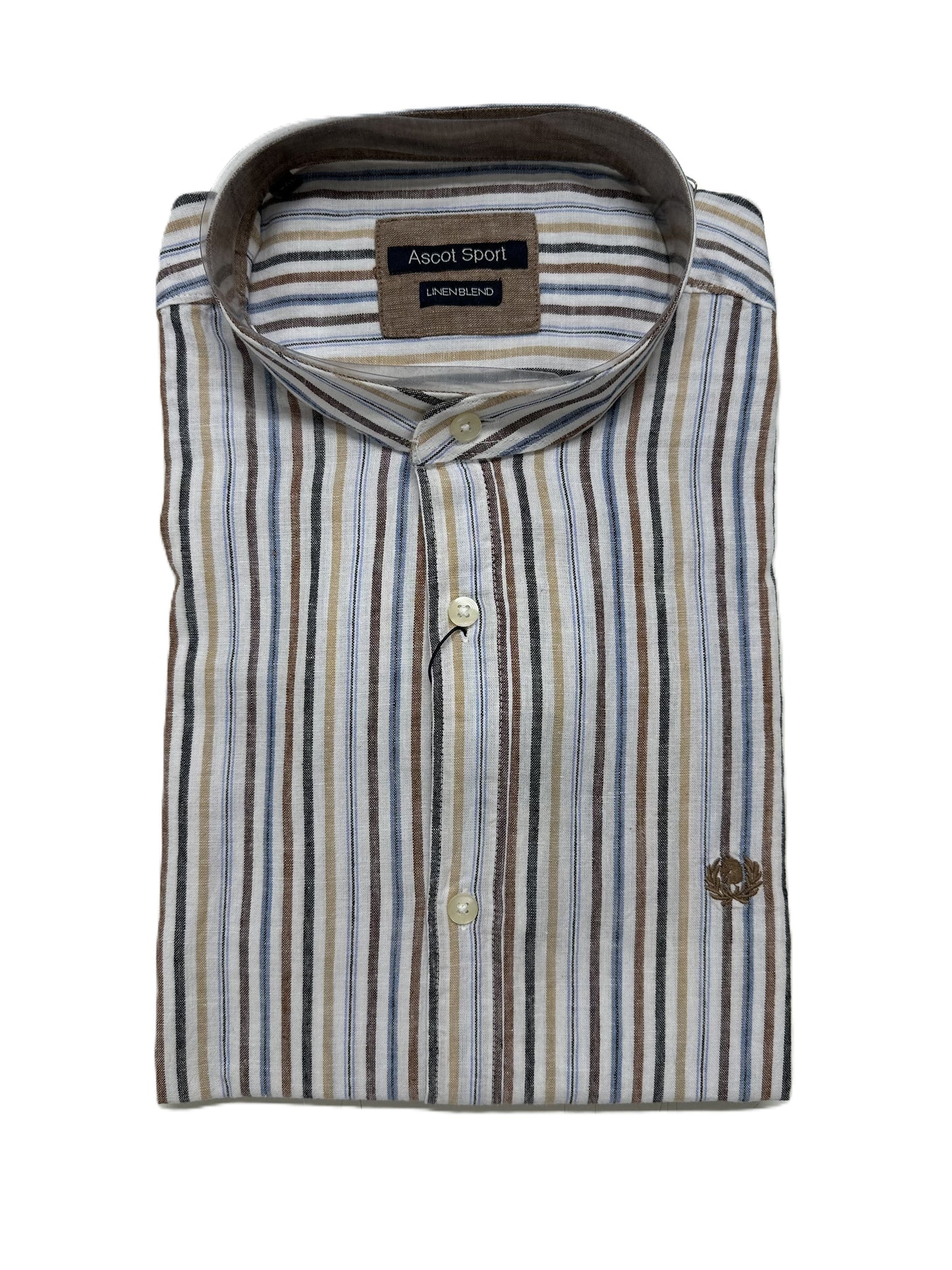 Camicia Manica Lunga Collo Coreana in Misto Lino Ascot 15564-218S col25