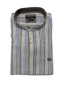 Camicia Manica Lunga Collo Coreana in Misto Lino Ascot 15564-218S col25