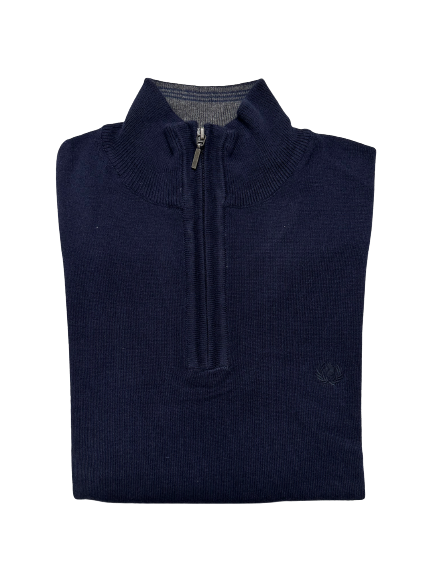 Magia Mezza Zip Manica Lunga Cotone Taglie Forti Ascot 68-572 col 61 Blu