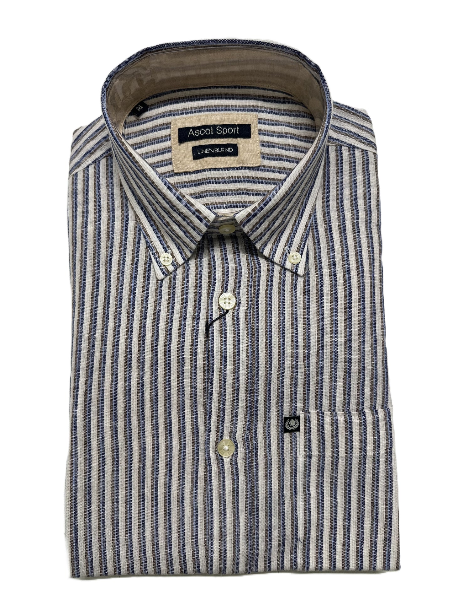 Camicia Manica Lunga in Misto Lino Ascot Taglie Forti 15764-509S col35