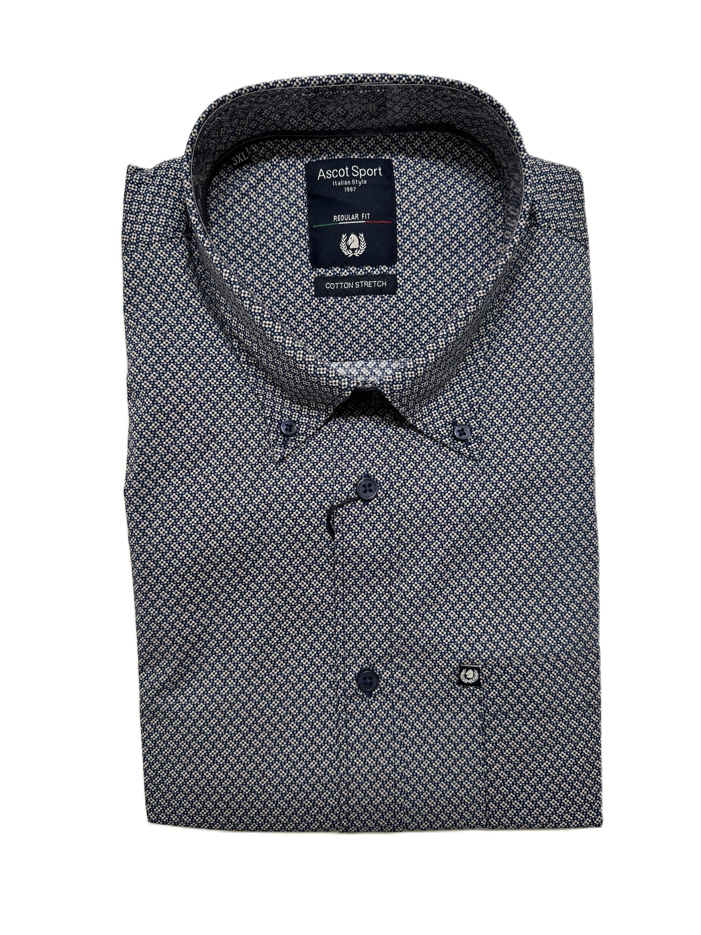 Camicia Manica Lunga Ascot Taglie Forti Cotton Stretch 15861-509 Col 07