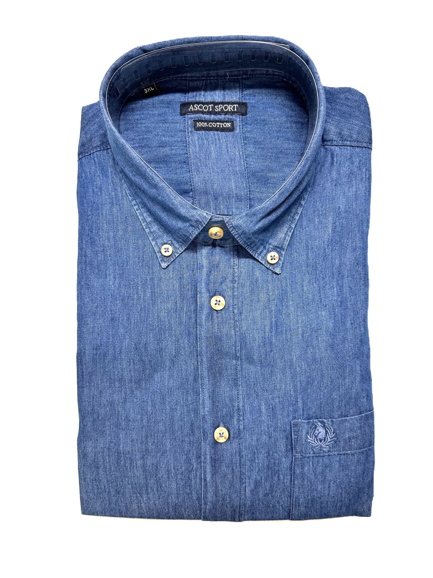 Camicia in Jeans Manica Lunga Ascot Taglie Forti 15867-509