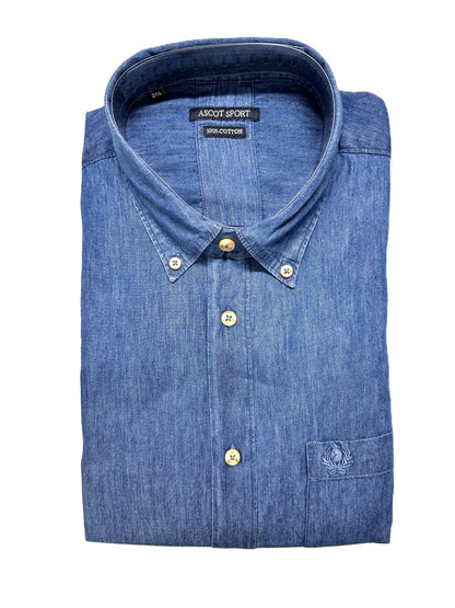 Camicia in Jeans Manica Lunga Ascot Taglie Forti 15867-509