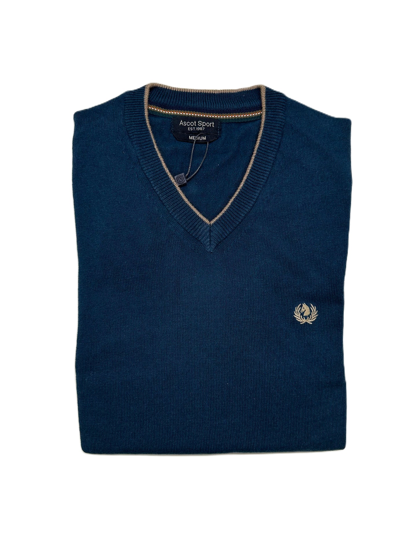 Collo a V Manica Lunga in Caldo Cotone Ascot 38-601