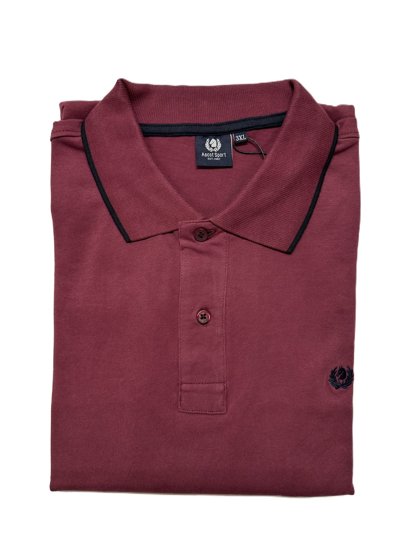 Polo Manica Lunga Caldo Cotone Taglie Forti Ascot 81-517 Vinaccia 43