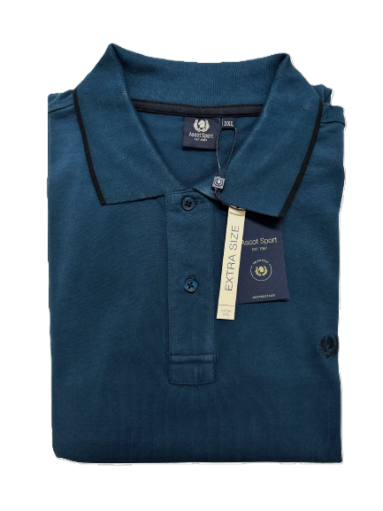 Polo Manica Lunga Caldo Cotone Taglie Forti Ascot 81-517 Petrolio 66