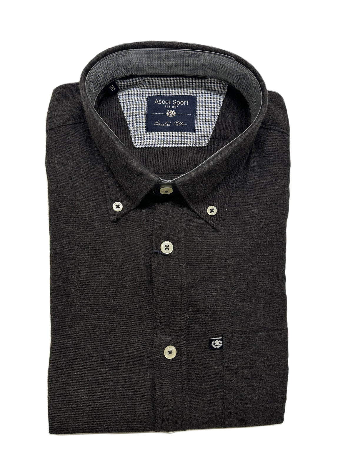 Camicia in Flanella Manica Lunga 86-209 Ascot Colore 15 Marrone Scuro