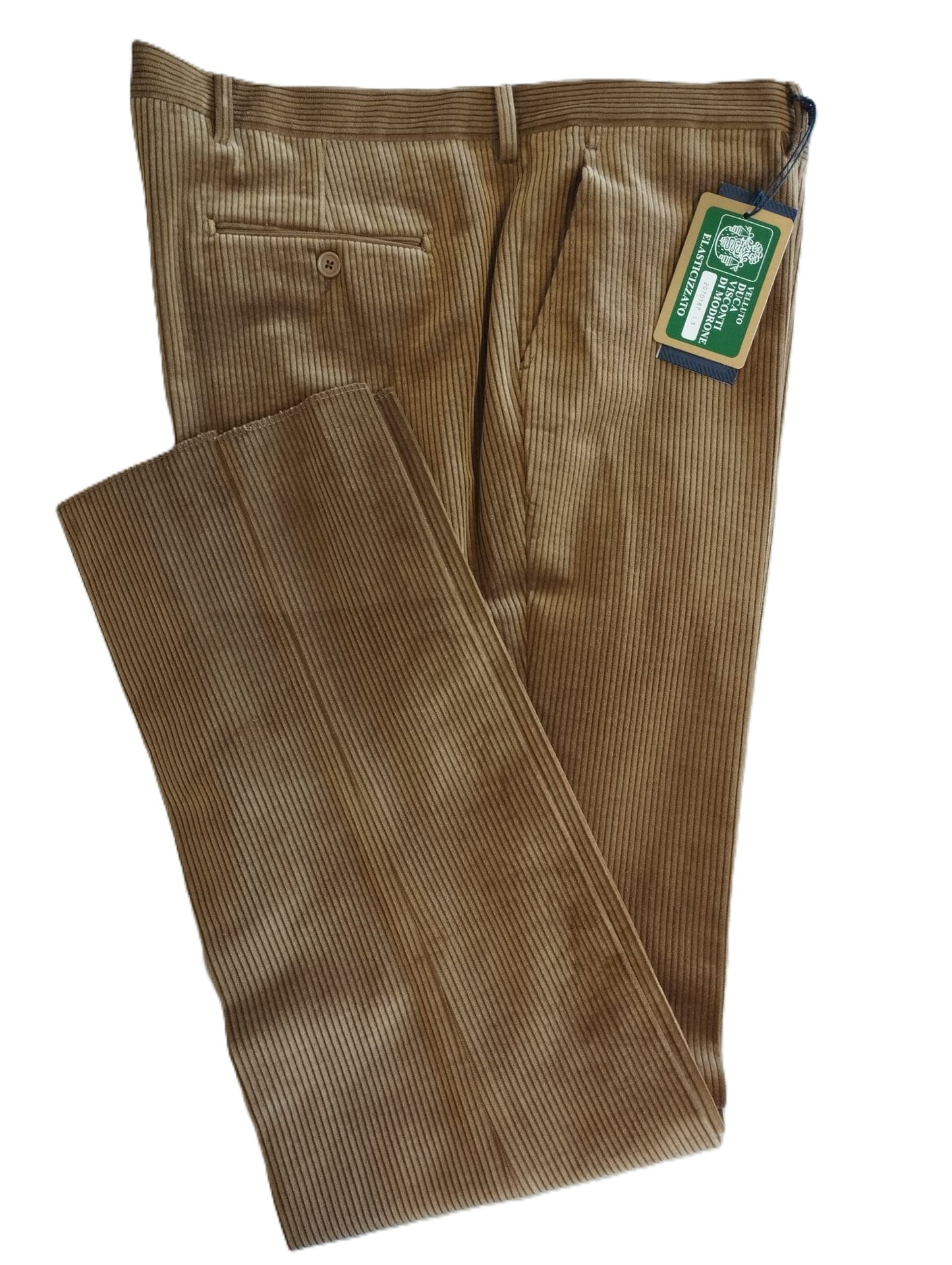 Pantalone Velluto Classico con Pence Drop 4 Duca Visconti di Modrone Beige 8130