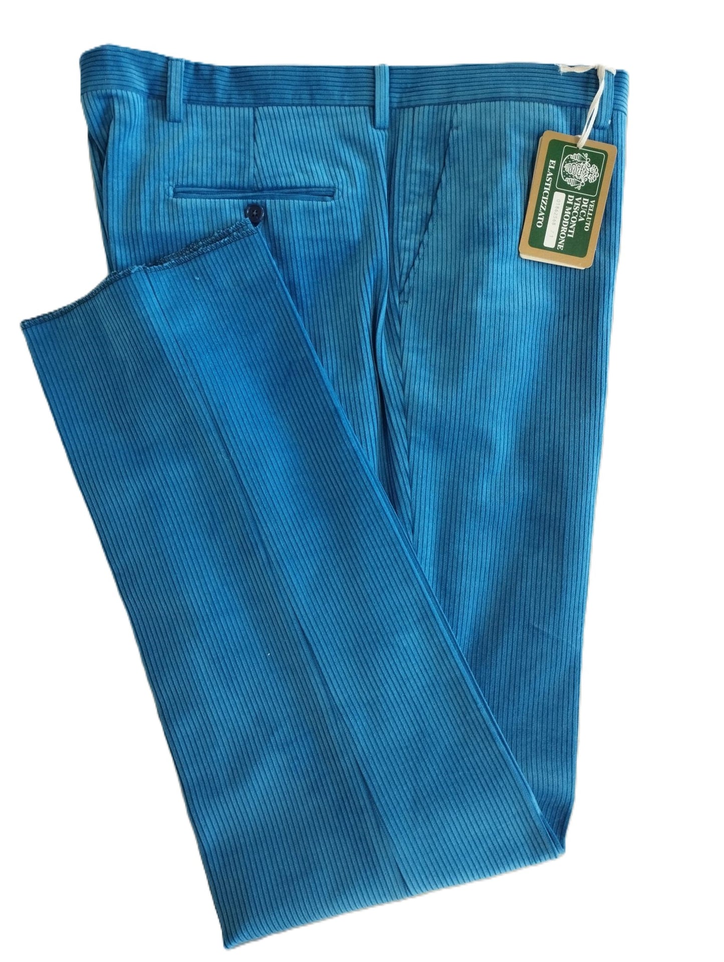 Pantalone Velluto Classico con Pence Drop 4 Duca Visconti di Modrone Celeste 15200