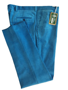 Pantalone Velluto Classico con Pence Drop 4 Duca Visconti di Modrone Celeste 15200