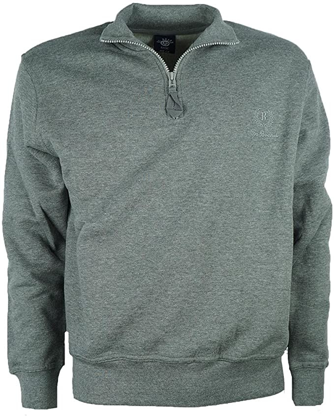 Felpa Mezza Zip 9035C Taglie Forti Be Board Grigio Melange - Blocco94