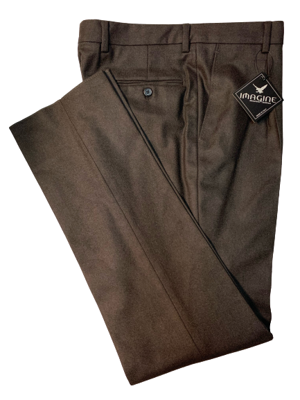Pantalone Misto Lana Taglie Forti Classico con Pence Marrone