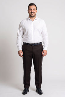 Pantalone Pura Lana Jaspè Classico con Pence Marrone