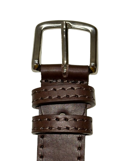 Cintura Pelle Donna Cintura Sottile In Vera Pelle Per Donna - Fibbia Argento, Marrone Scuro Cintura Elegante Marrone - Foto 1