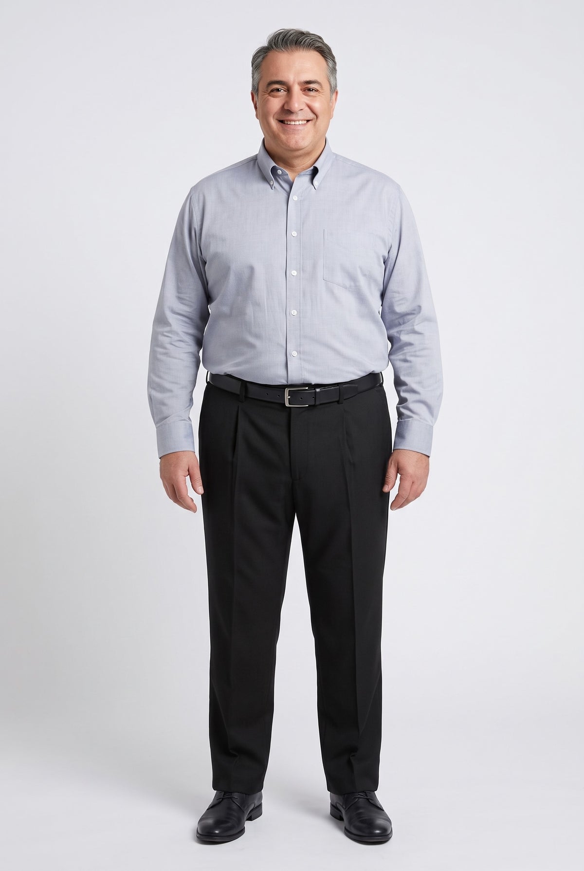 Pantalone Pura Lana Jaspè Taglie Forti Classico con Pence Nero