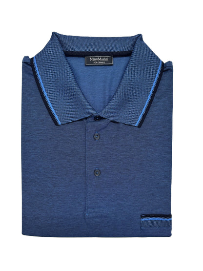 Polo Mezza Manica in Piquet di Filo di Scozia Nino Marini Taglie Forti con Taschino XENIB82325