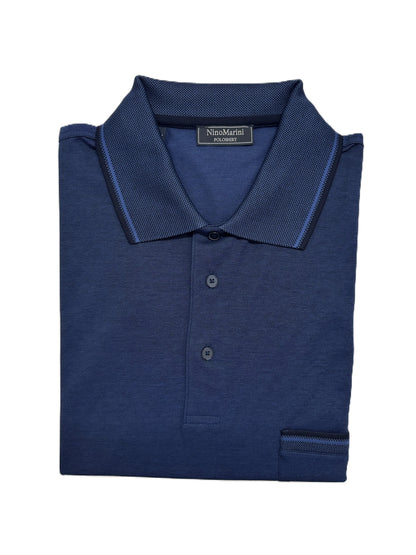 Polo Mezza Manica in Piquet di Filo di Scozia Nino Marini Taglie Forti con Taschino XENIB82325