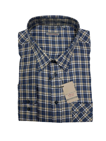 Camicia Fassa Manica Lunga Sea Barrier Flanella Leggera Taglie Forti Colore 149 - Blocco94
