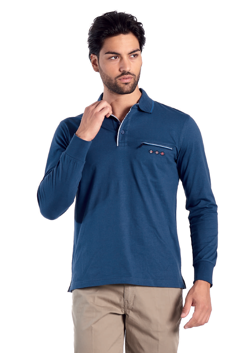 Polo Manica Lunga con Taschino 21M9204 Be board Blu - Blocco94
